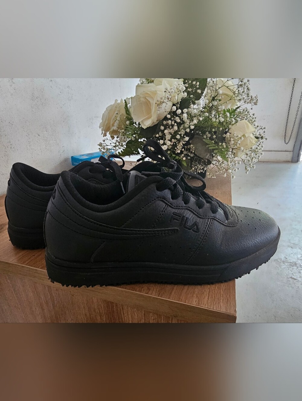 FILA Women's Classic Black Leather Sneakers NON SLIP